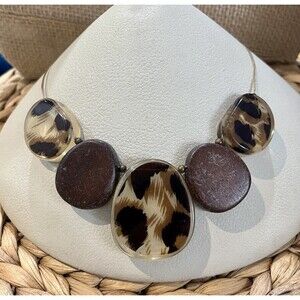 M&S Collar Length Wire Plastic Drop Bead Statement Necklace